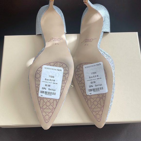 NEW Badgley Mischka Jewel silver glitter mesh kitten heel - Picture 4 of 8